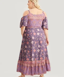 Floral Print Pocket Keyhole Ruffles Cold Shoulder Maxi Dress -Clothing Shop 674078819 dg ebfd6e67 9121 409d bdf2 10746b511c65