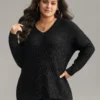 Plain Sparkly V Neck Loose Pullover 1 Plain Sparkly V Neck Loose Pullover -Clothing Shop 6757406 sh 2da593dd c0dc 41f3 8abe abe359aee6a6