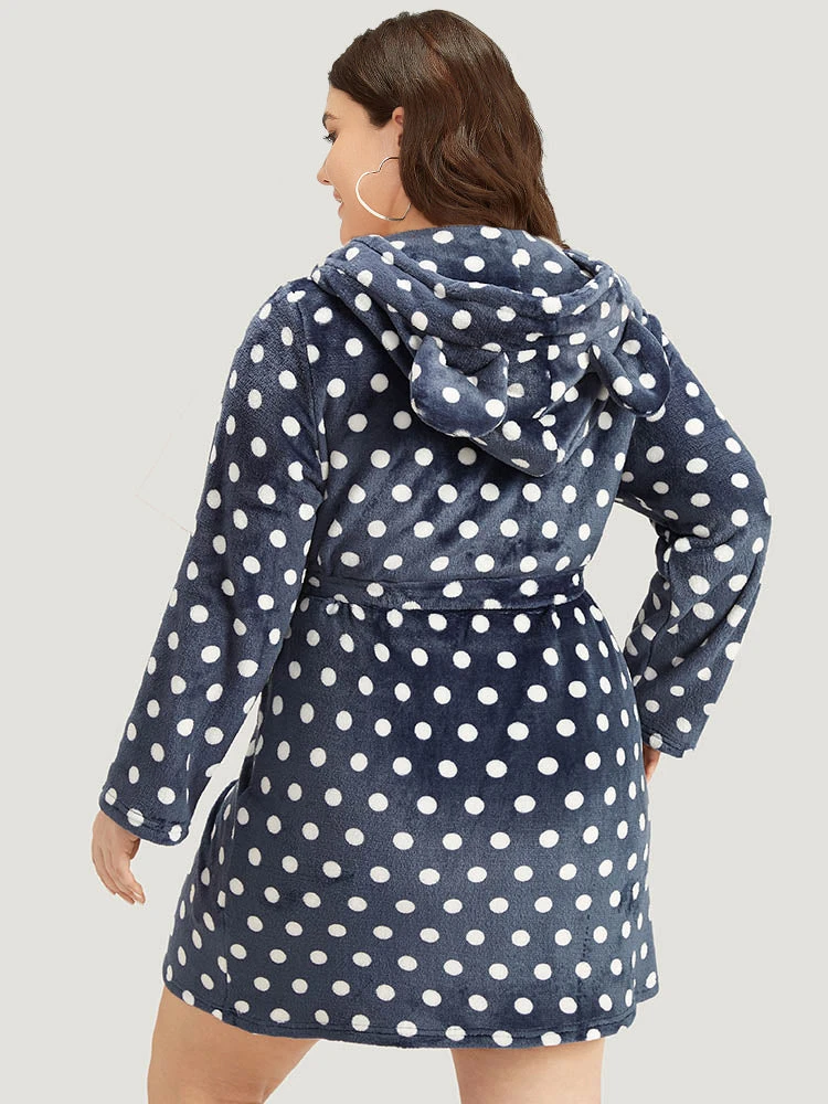 Halloween Polka Dot Pocket Belted Hooded Sleep Dress 5 Halloween Polka Dot Pocket Belted Hooded Sleep Dress - Image 3