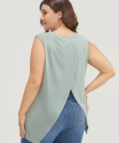 Solid Split Wrap Back Tank Top