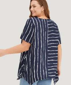 Striped Patchwork Hanky Hem Blouse 14 Striped Patchwork Hanky Hem Blouse -Clothing Shop 677420335 wp a8d25cd1 a76a 43e7 9e12 5e3889bcc010