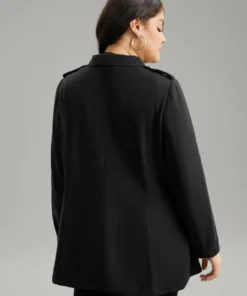 Plain Double Breasted Lapel Collar Coat -Clothing Shop 677588658 yr