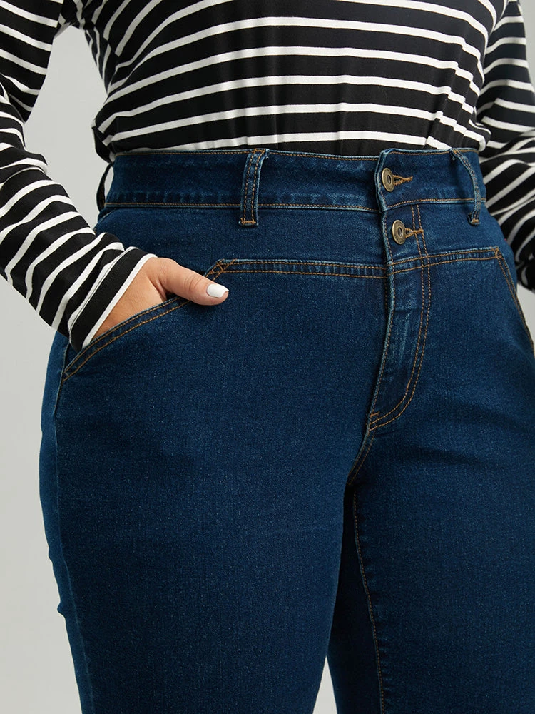 Double Button Straight Leg Ark Wash Jeans 7 Double Button Straight Leg Ark Wash Jeans - Image 5