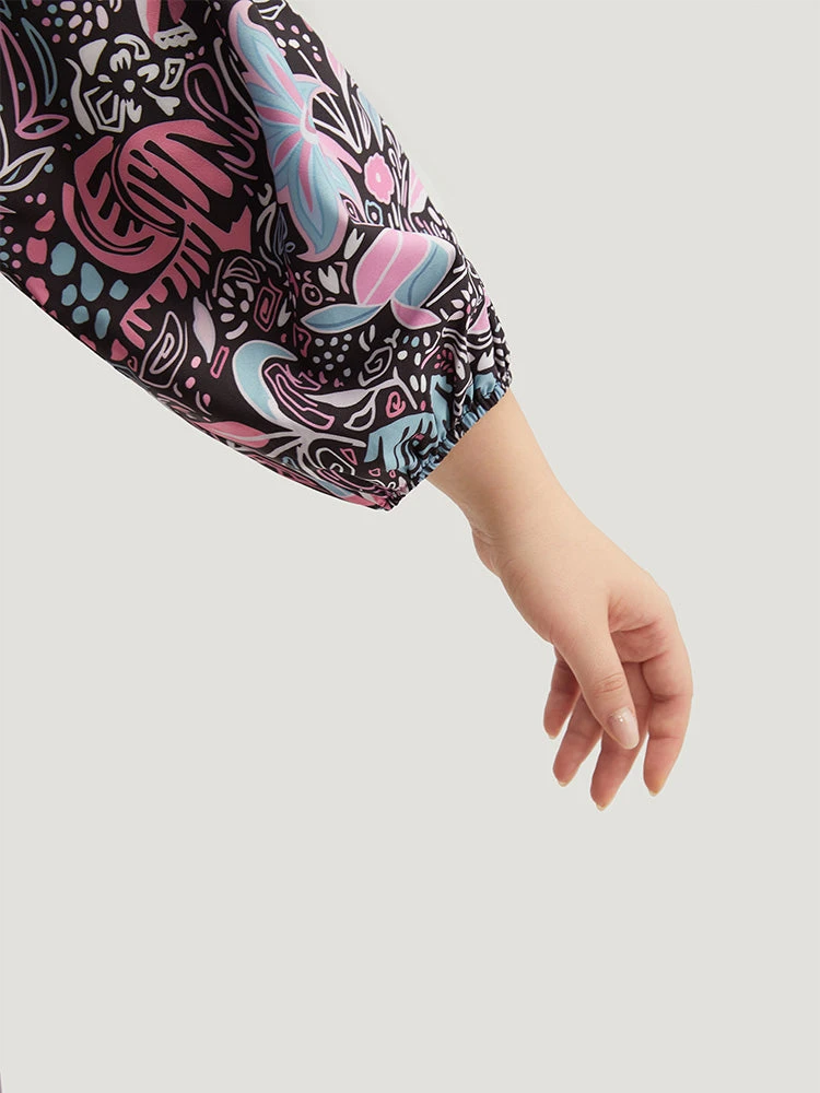 Floral Print Lantern Sleeve Elastic Waist Dress 11 Floral Print Lantern Sleeve Elastic Waist Dress - Image 9