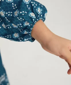 Bandana Print Knot Neck Lantern Sleeve Dress -Clothing Shop 678710754 if a33f2165 d697 4b88 8d20 fbf9d953a5fb