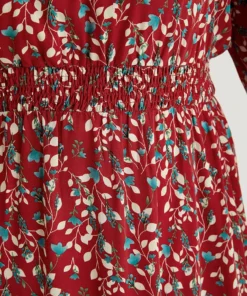 Ditsy Floral Pocket Shirred Notched Dress -Clothing Shop 678867313 mh