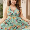 Floral Crisscross Surplice Neck Flutter Hem Swim Dress 2 Floral Crisscross Surplice Neck Flutter Hem Swim Dress -Clothing Shop 679324631 mm