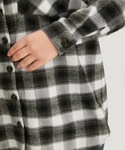 Plaid Arc Hem Pocket Button Through Shirt Collar Coat -Clothing Shop 680456973 uf 709e9a7a 7ecb 4416 9f2c 464f99e08818