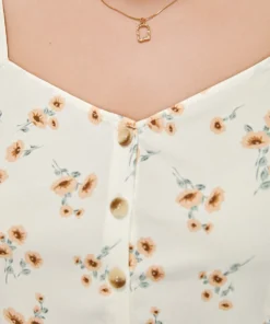 Ditsy Floral Patchwork Flutter Hem Cami Top -Clothing Shop 681581847 pf