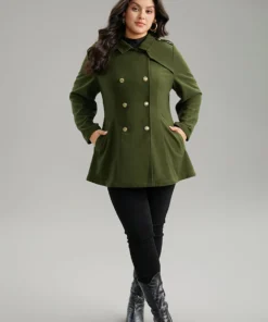 Plain Double Breasted Lapel Collar Coat -Clothing Shop 681726099 if b1b518a0 2aed 4ccf 8a95 79139481b920