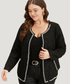 Pearl Tweed Beaded Texture Pocket Blazer -Clothing Shop 681828103 dt