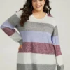 Striped Split Hem Asymmetrical T-shirt -Clothing Shop 68193850 mi