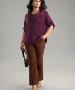 Anti-Wrinkle Solid Cowl Neck Tab Sleeve Blouse -Clothing Shop 682817860 ac c2aa4473 aa82 4e9b 85d3 bdb4a57325a1