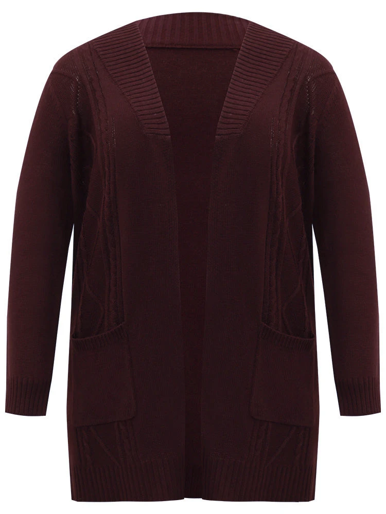 Plain Cable Knit Button Up Pocket Cardigan 8 Plain Cable Knit Button Up Pocket Cardigan - Image 6