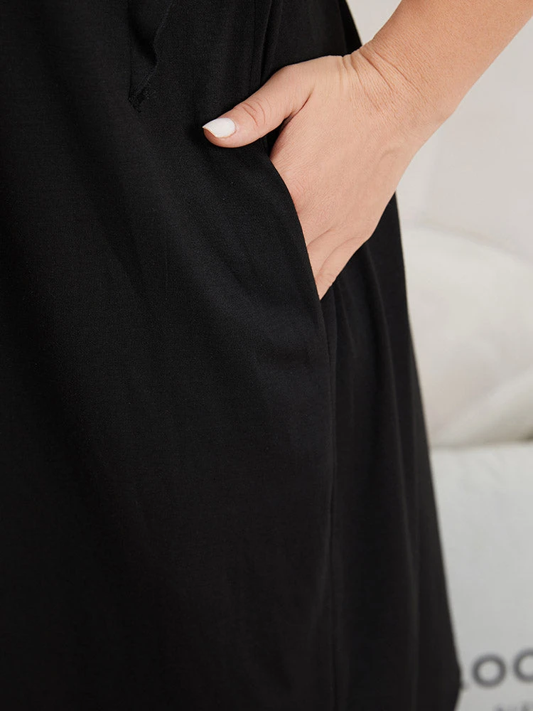 Solid Pocket Flutter Trim Sleep Dress 9 Solid Pocket Flutter Trim Sleep Dress - Image 7