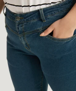 Solid Patchwork Wide Leg Medium Wash Jeans -Clothing Shop 684839501 oj