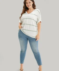 Striped Contrast Dolman Sleeve T-shirt -Clothing Shop 685497819 vc 4c64f01d 2939 422e b39e 23c664b2ad9e