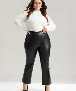 Plain PU Leather Pocket Bootcut Pants 12 Plain PU Leather Pocket Bootcut Pants -Clothing Shop 685892326 im