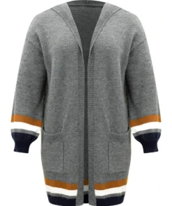 Supersoft Essentials Striped Contrast Pocket Hooded Cardigan -Clothing Shop 686436499 be