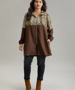 Snakeskin Print Patchwork Contrast Zipper Windbreaker -Clothing Shop 688016496 ev 88050e3e f412 4602 b7da e90ed39a4d7b