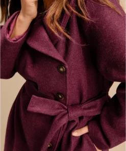 Solid Foldover Collar Pocket Asymmetrical Hem Belted Coat -Clothing Shop 69020680 cf 16cfa9ee 2d94 4d8b 823d 27b513f48e82