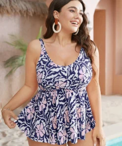 Floral Crossover Front Flutter Scoop Neck Tankini Top -Clothing Shop 690655599 kp f7251450 396f 4811 a213 a1dd469a581d
