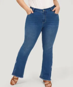 Flare Leg Very Stretchy High Rise Embroidered Jeans -Clothing Shop 691046219 rv
