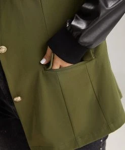 Anti-Wrinkle Contrast Flap Pocket Button Fly Coat -Clothing Shop 691443000 ii