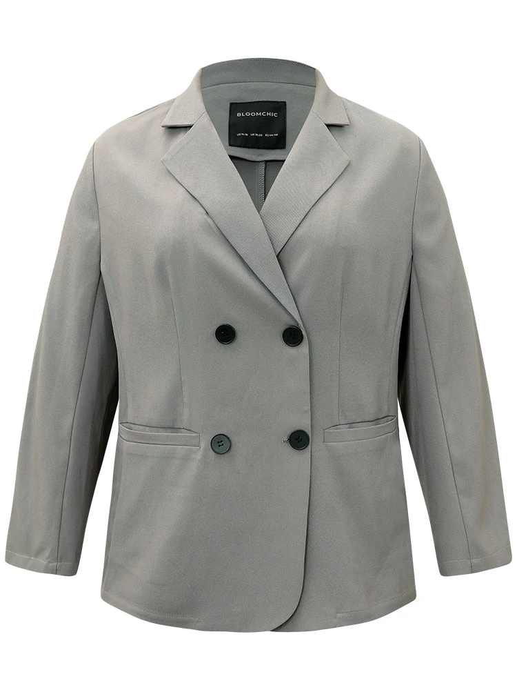 Suit Collar Solid Double Breasted Blazer 10 Suit Collar Solid Double Breasted Blazer - Image 8