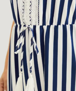 Striped Print Contrast Lace Pocket Knot Tassels Tank Jumpsuit 18 Striped Print Contrast Lace Pocket Knot Tassels Tank Jumpsuit -Clothing Shop 692657285 oh
