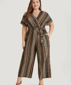 Bandana Print Surplice Neck Belted Ruffle Sleeve Jumpsuit 11 Bandana Print Surplice Neck Belted Ruffle Sleeve Jumpsuit -Clothing Shop 693579971 lk