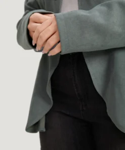 Plain Metal Button Detail Asymmetrical Hem Pleated Jacket -Clothing Shop 693920403 xm 30803d38 cb07 411e bba8 fad8b50f9e77