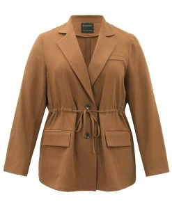 Anti-Wrinkle Drawstring Flap Pocket Blazer -Clothing Shop 694085804 eb