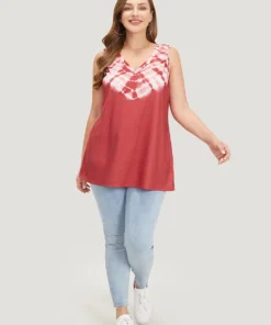 Tie Dye Contrast V Neck Tank Top 12 Tie Dye Contrast V Neck Tank Top -Clothing Shop 69412379 ak