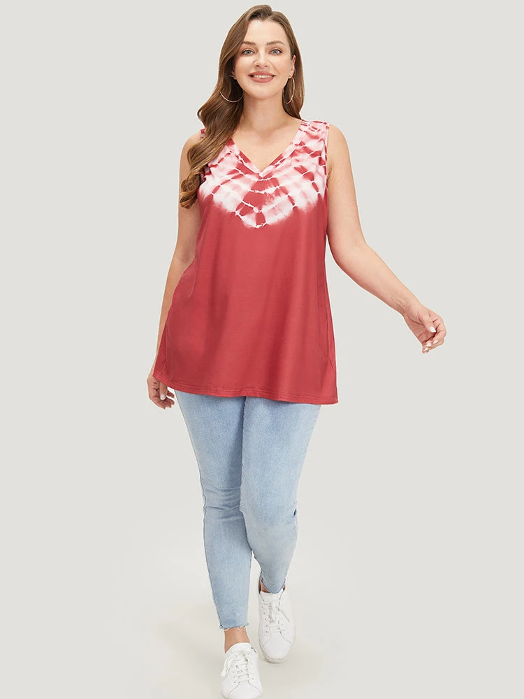 Tie Dye Contrast V Neck Tank Top 6 Tie Dye Contrast V Neck Tank Top - Image 4