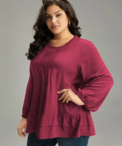 Seam Detail Frill Trim Layered Blouse -Clothing Shop 694321926 qf