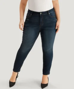 Ripped Straight Leg High Rise Jeans