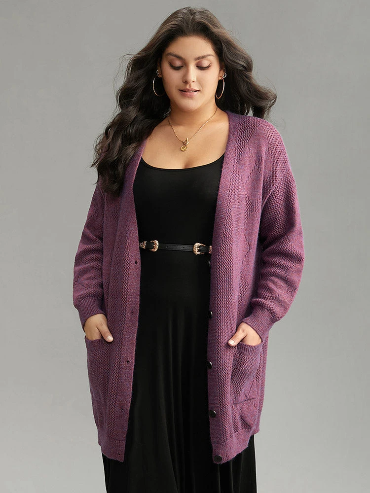 Geometric Heather Pocket Button Up Cardigan 5 Geometric Heather Pocket Button Up Cardigan - Image 3