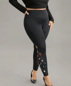Christmas Print High Rise Skinny Leggings