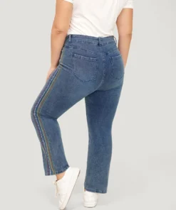 Rainbow Striped Very Stretchy High Rise Medium Wash Jeans -Clothing Shop 696676295 mj