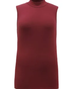 Cotton Plain Funnel Neck Tank Top -Clothing Shop 698029947 vx