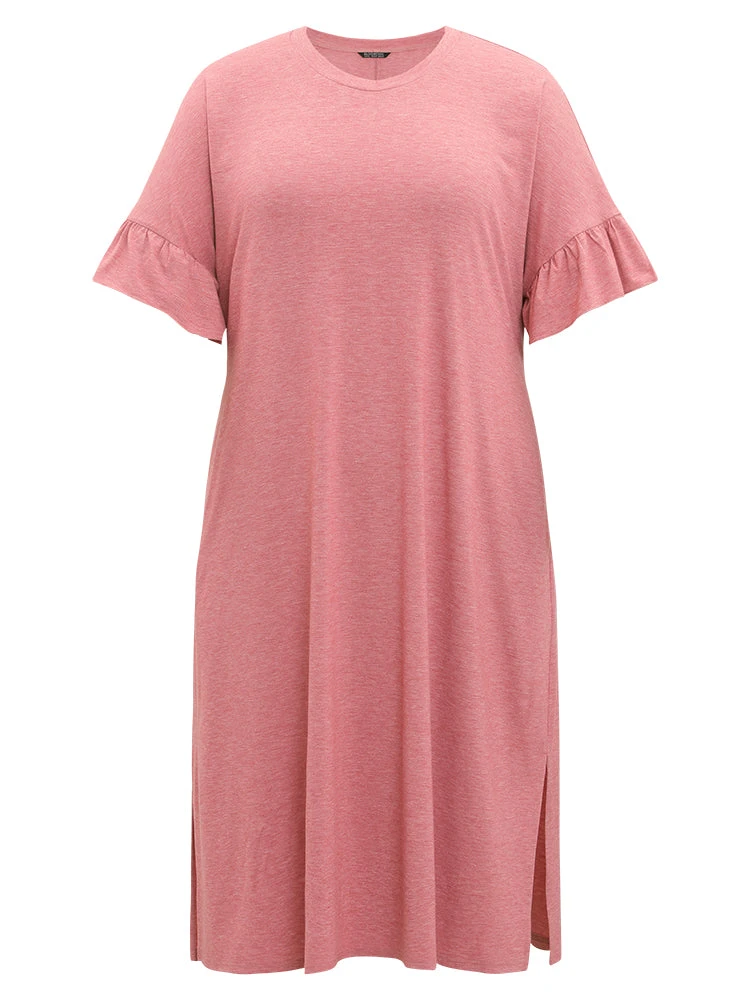 Supersoft Essentials Solid Ruffle Trim Split Side Dress 12 Supersoft Essentials Solid Ruffle Trim Split Side Dress - Image 10