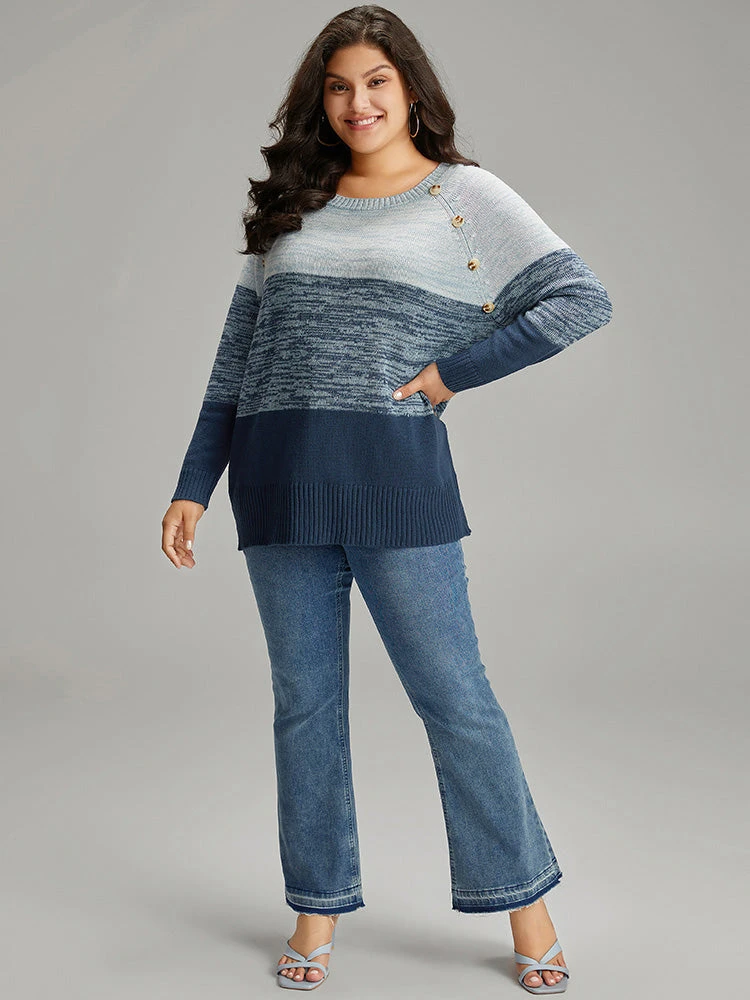 Colorblock Contrast Heather Button Detail Pullover 7 Colorblock Contrast Heather Button Detail Pullover - Image 5