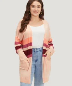 Supersoft Essentials Colorblock Open Front Tunic Pocket Cardigan -Clothing Shop 699152738 na