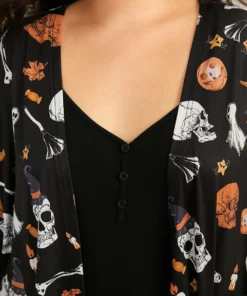 Halloween Graphic Patched Pocket Tunic Kimono -Clothing Shop 699478431 yb b5b1244f 58be 461f 9094 51f4981a8346