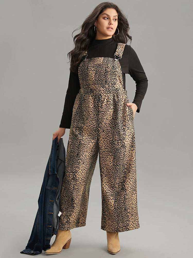 Leopard Adjustable Straps Patched Pocket Jumpsuit 3 Leopard Adjustable Straps Patched Pocket Jumpsuit
