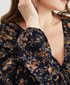 Floral Wrap Lantern Sleeve High Low Hem Blouse Without Hat -Clothing Shop 6 3afb5569 0904 40d5 be84 b7cd5b375f4e