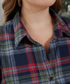 Plaid Button Detail Pocket Belted Arc Hem Dress -Clothing Shop 6 52b2c64a c2fd 4088 b78d 2ace9760a0a3