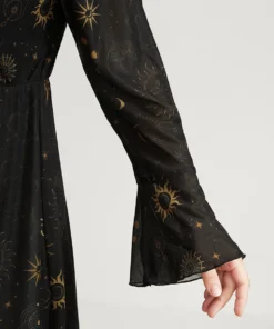 Halloween Moon And Star Bell Sleeve Surplice Neck Midi Dress -Clothing Shop 6 83559161 c6ec 4776 959e 2daab05d2b7a
