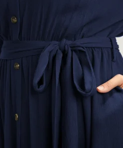 Solid Button Pocket Shirt Collar Belted Maxi Dress -Clothing Shop 6 b8a2ba8d 92a2 49f7 9c8b 10036b54aabd